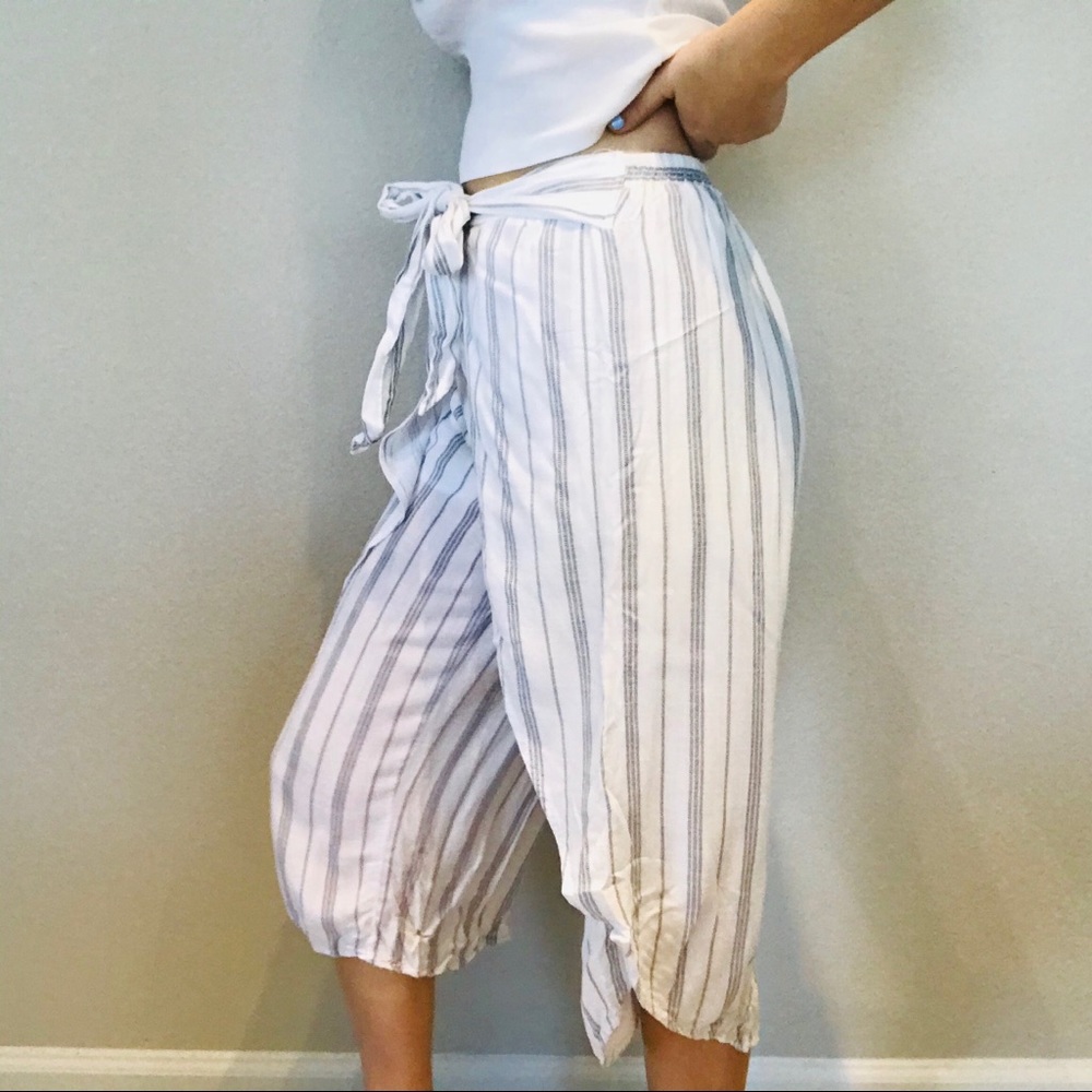Hem & Thread striped wrap crop pants - Picture 3 of 8